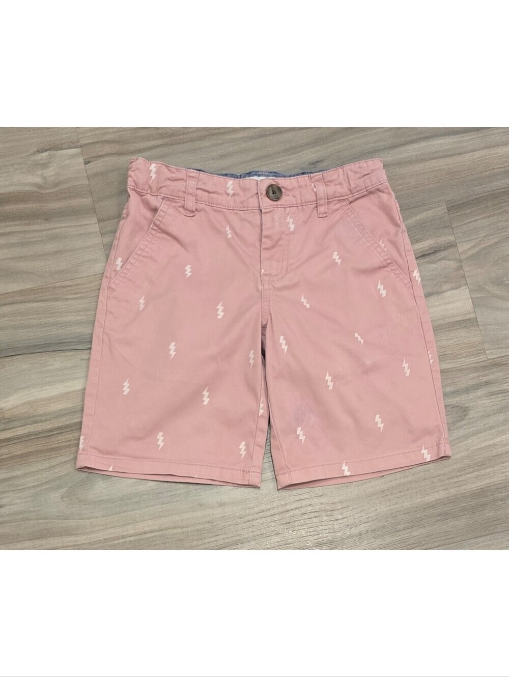 Cat & Jack Boys Pink Mauve Lightning Bolt Shorts Size 6 Adjustable Waist
